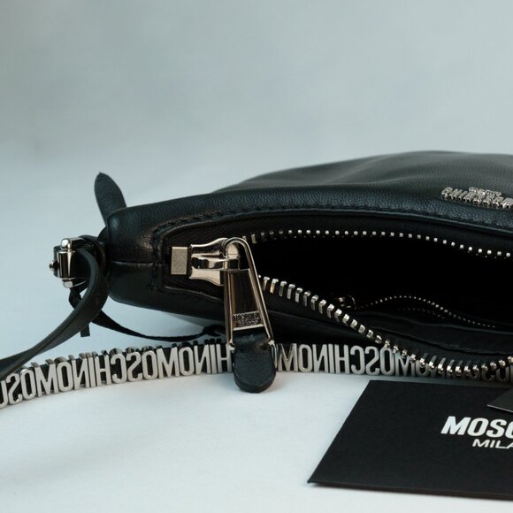 Moschino Small Lettering Shoulder Bag, Black Leather - Picture 7 of 8